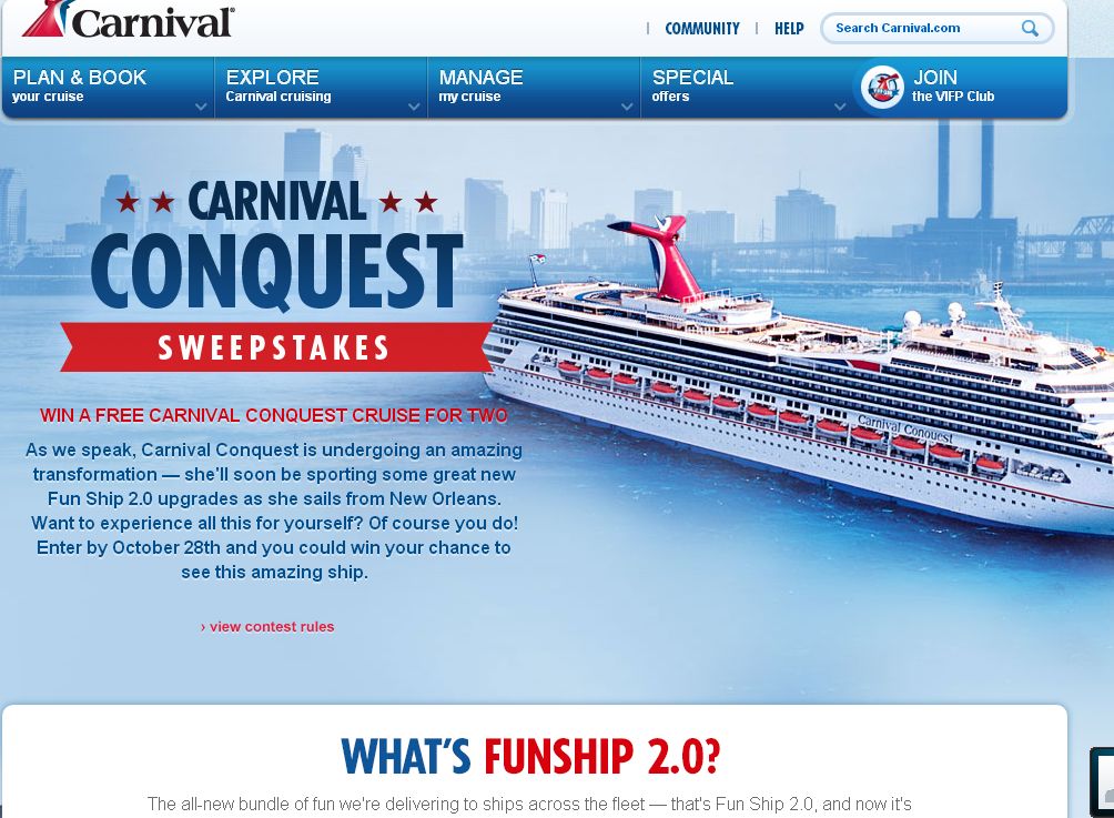 Carnival's Carnival Conquest Sweepstakes