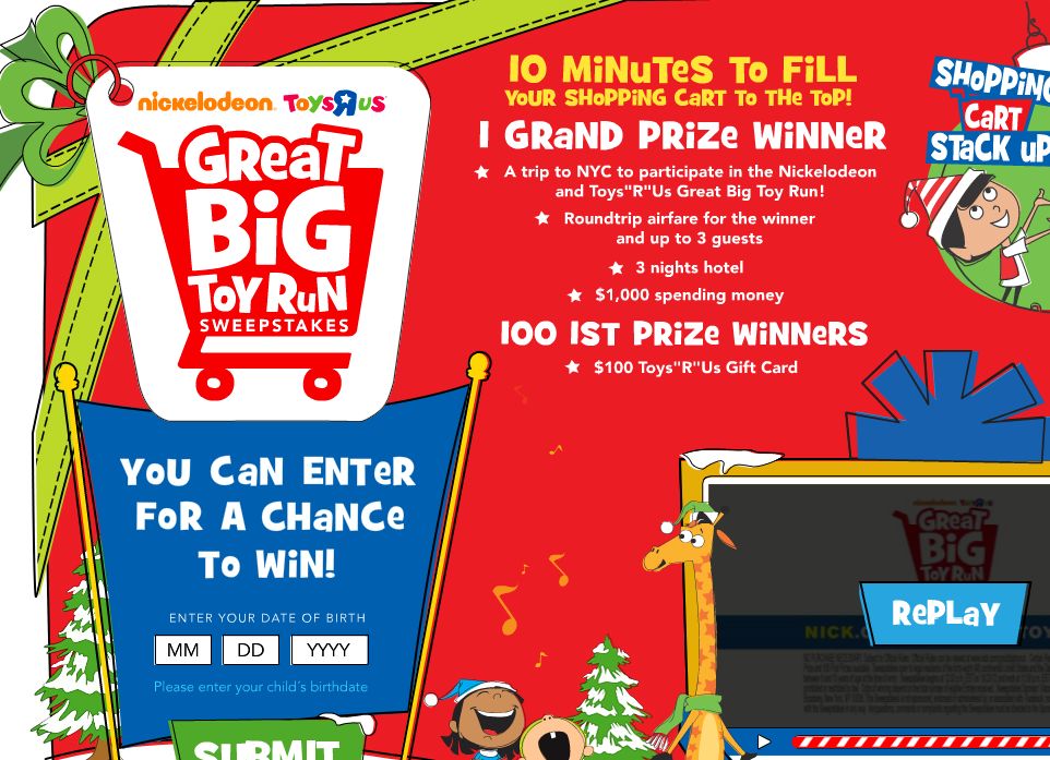 Nickelodeon and Toys “R” Us Great Big Toy Run Sweepstakes