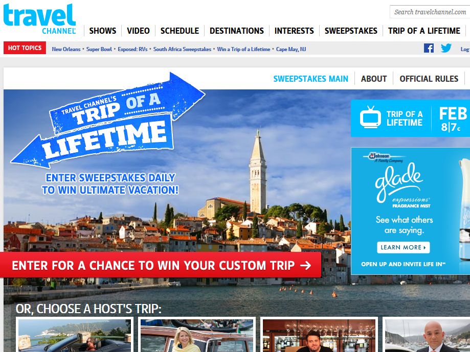 Travel Channel's Trip of a Lifetime Sweepstakes