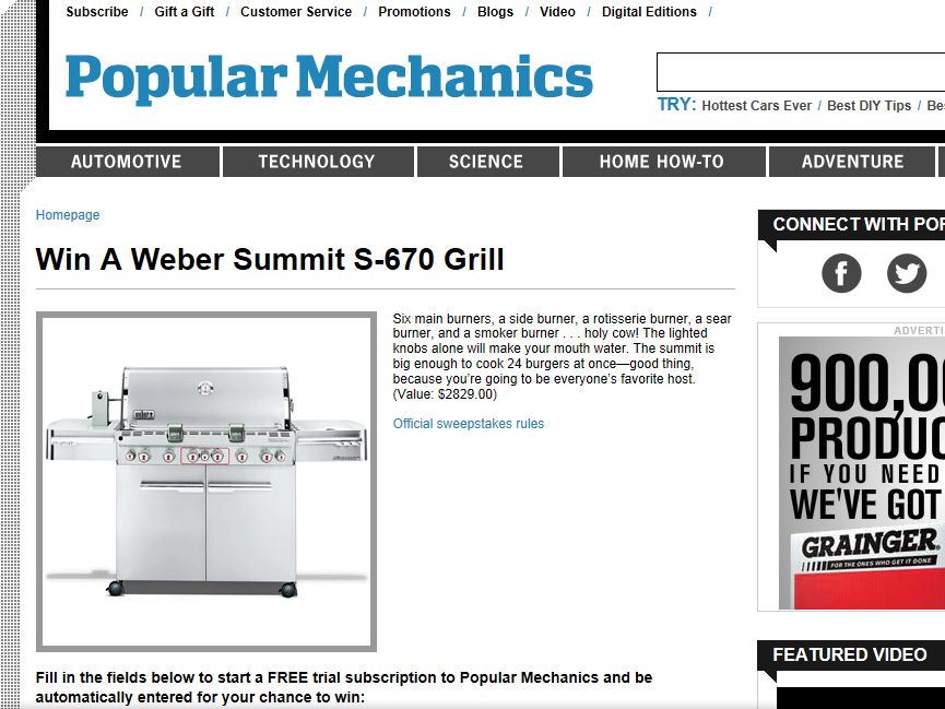 Popular Mechanics Sweepstakes >> Popular Mechanics Weber Summit S 670 Grill Sweepstakes Popular Mechanics Sweepstakes >> Popular Mechanics Weber Summit S 670 Grill Sweepstakes
