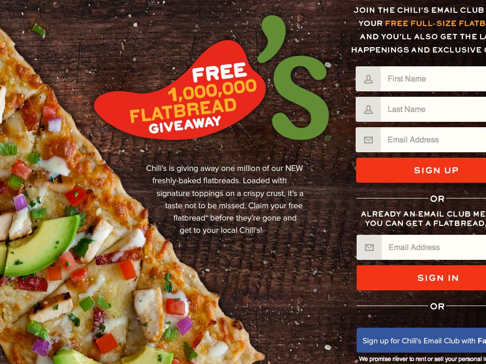 Chili’s One Million Flatbread Giveaway