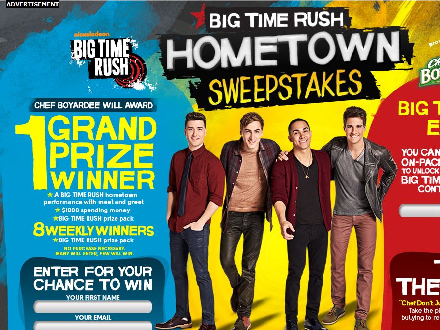 Big Time Rush Hometown Sweepstakes Big Time Rush Hometown Sweepstakes