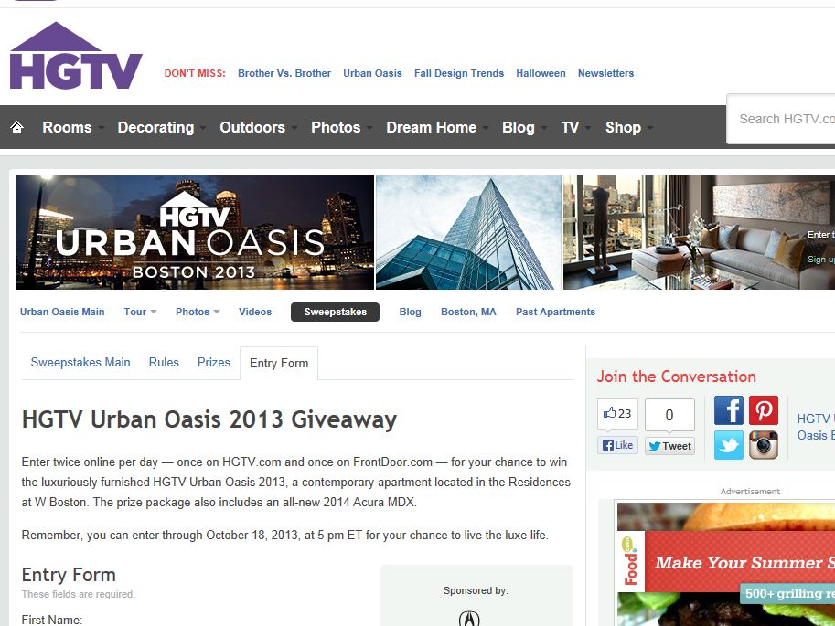 Hgtv Urban Oasis Giveaway Sweepstakes