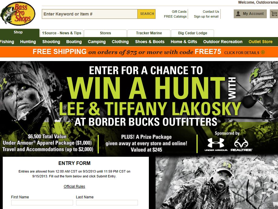 Bass Pro Shops Realtree and Under Armour "Gear Up" Sweepstakes