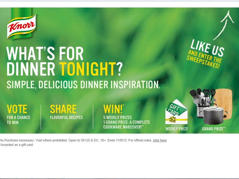 Knorr What’s for Dinner Tonight Sweepstakes