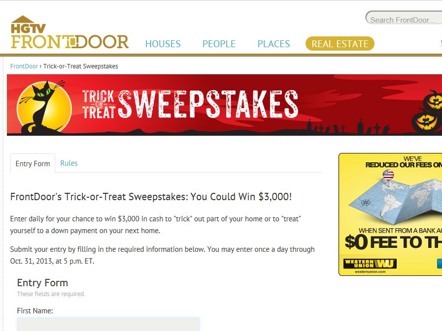 Frontdoor S Trick Or Treat Sweepstakes