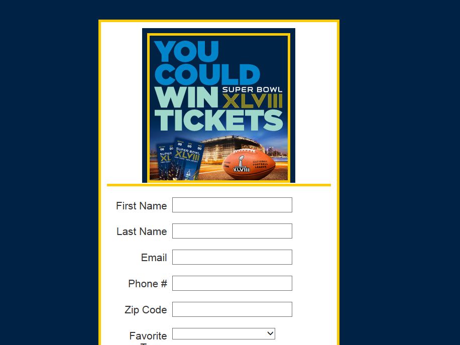 NFL Ticket Exchange Super Bowl XLVIII Sweepstakes