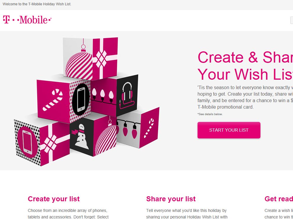 TMobile Holiday Wish List Sweepstakes