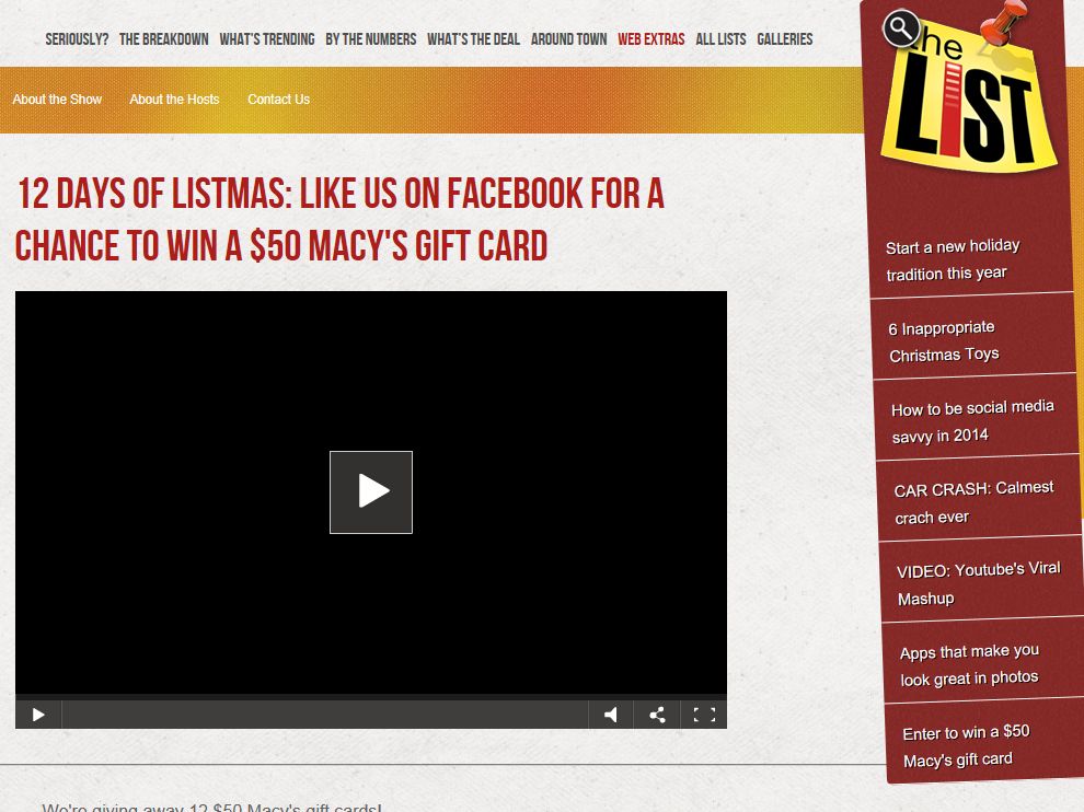 The 12 Days Of List Mas Sweepstakes