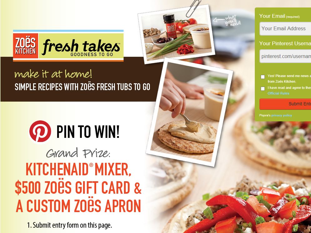 Zoës Kitchen Fresh Takes Giveaway