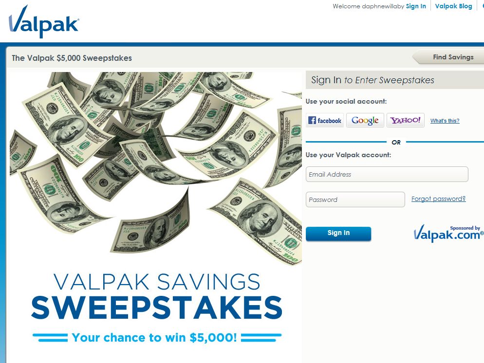 Valpak 5,000 Sweepstakes