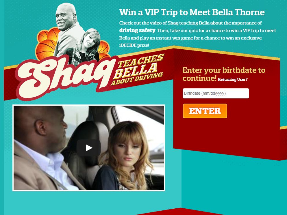 Shaq Teaches Bella about Driving Instant Win and Sweepstakes