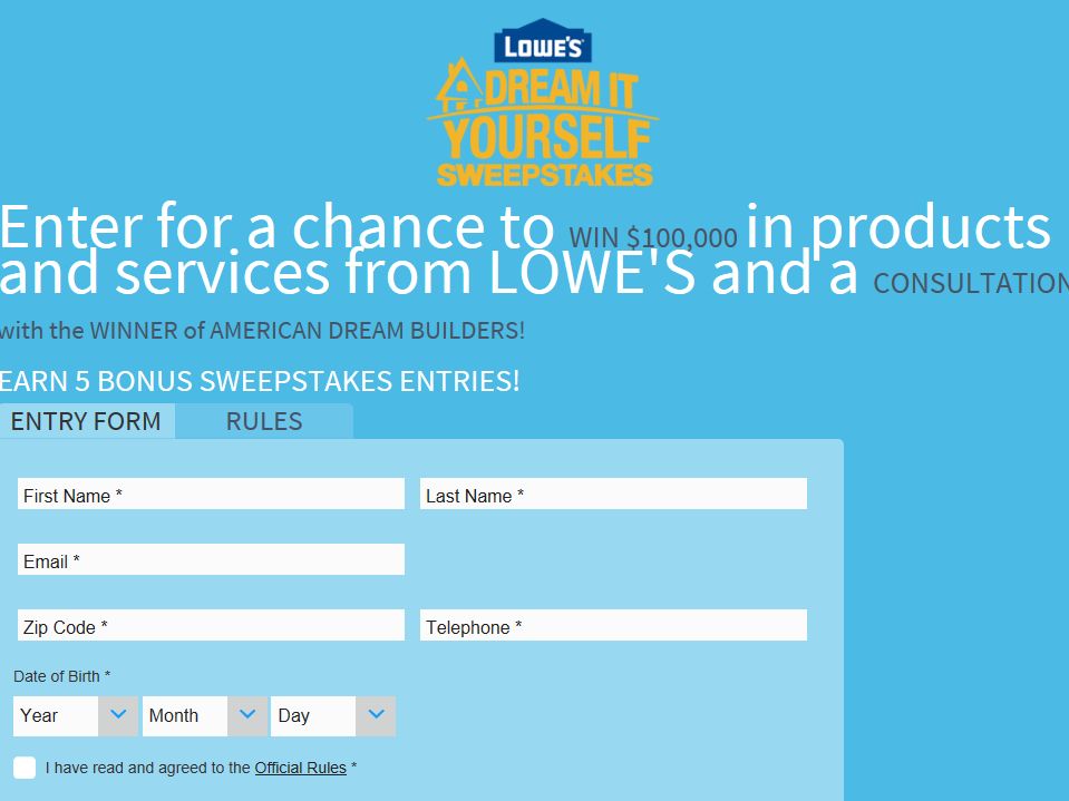 Lowe's Dream It Yourself Sweepstakes