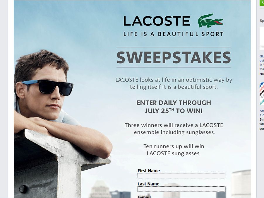Vsp Vision Care S Lacoste Life Is A Beautiful Sport Sweepstakes