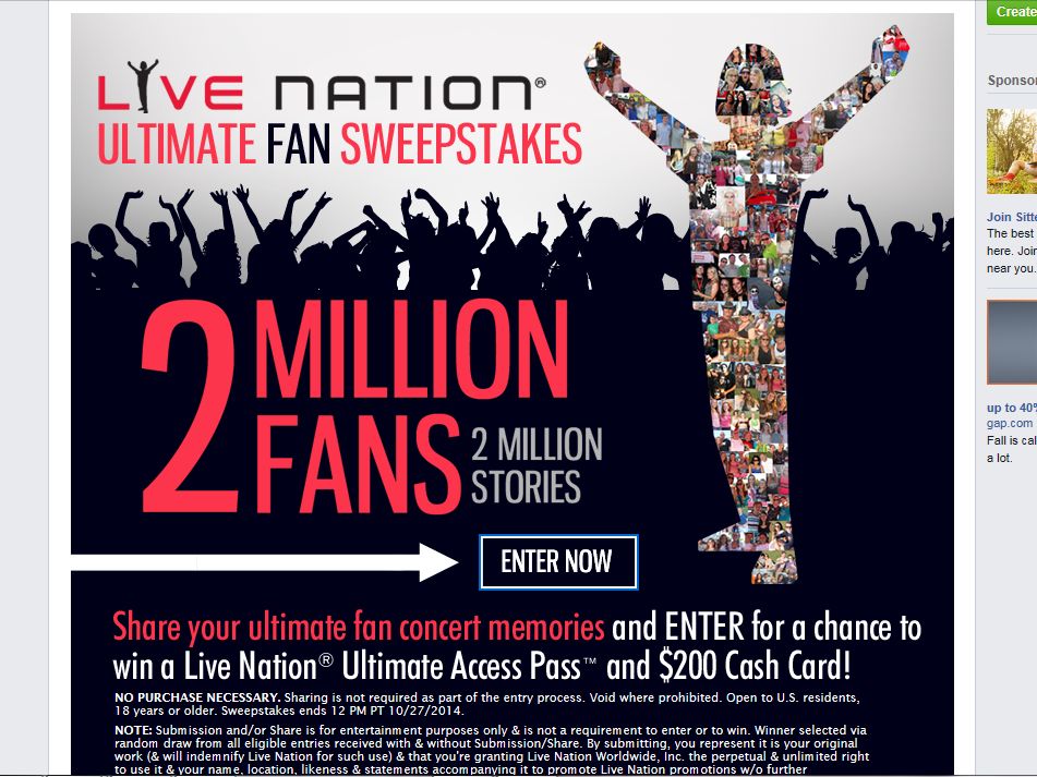 The Live Nation Ultimate Fan Sweepstakes