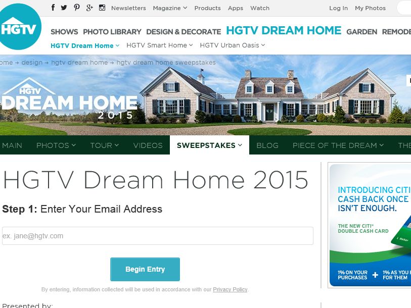 HGTV Dream Home Giveaway Sweepstakes