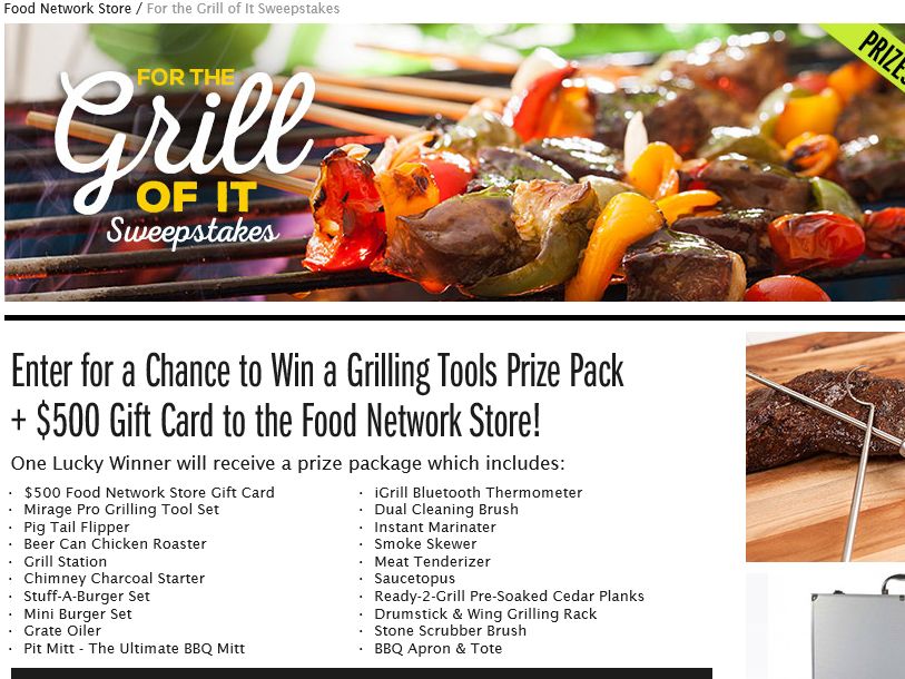 The Food Network Store For the Grill of It Sweepstakes