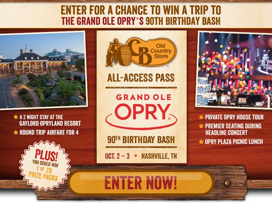 The CB Old Country Store All Access Pass Grand Ole Opry 90th Birthday