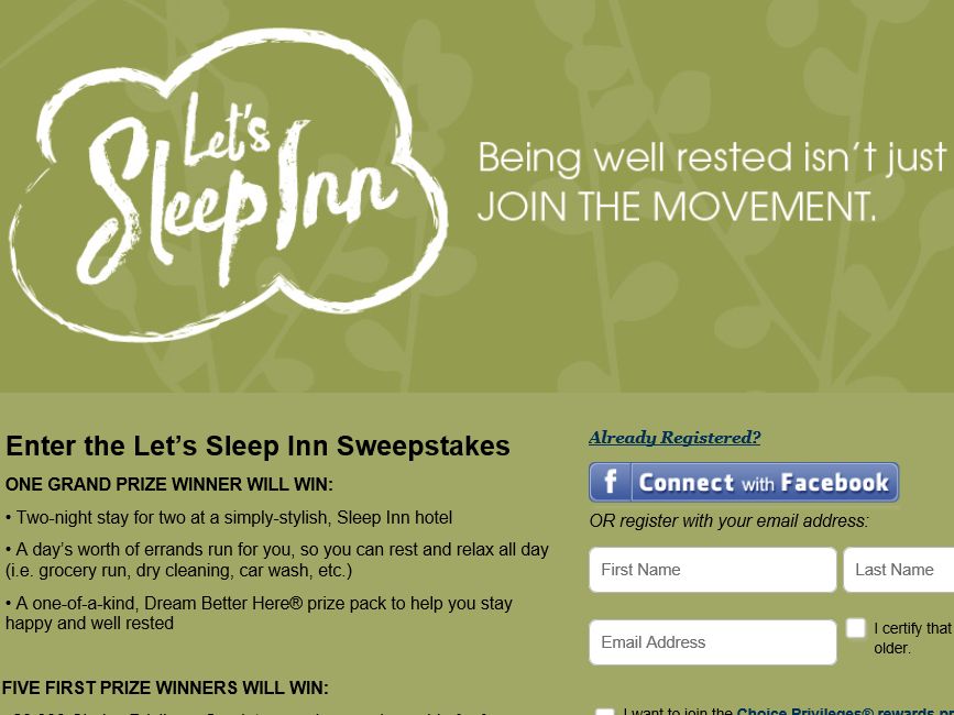Choice Hotels Let S Sleep Inn Sweepstakes