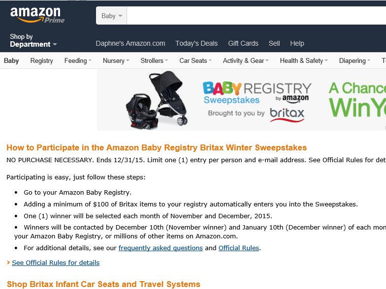 The Amazon Baby Registry and Britax Winter Sweepstakes