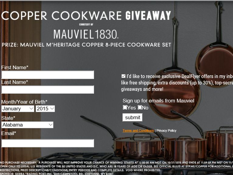 Sierra Trading Post Mauviel Cookware Sweepstakes