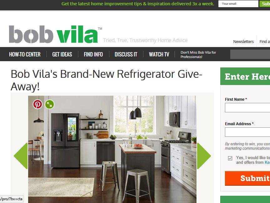 Bob Vila’s BrandNew Refrigerator GiveAway Sweepstakes