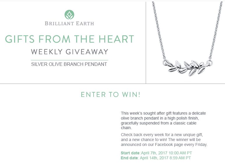 Brilliant Earth Gifts from the Heart Weekly Giveaway Sweepstakes