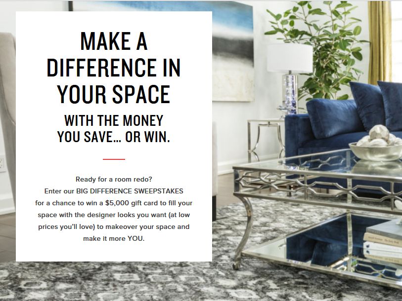 Win a 5,000 Value City Furniture & American Signature Furniture Gift Card