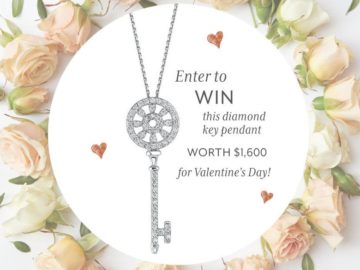 Win a 0.14 carat White Gold Diamond Key Shaped Pendant