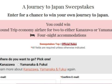 Japan National Tourism Journey to Japan Sweepstakes