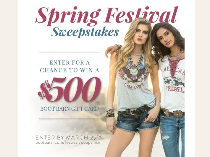 Win a 500 Boot Barn Gift Card