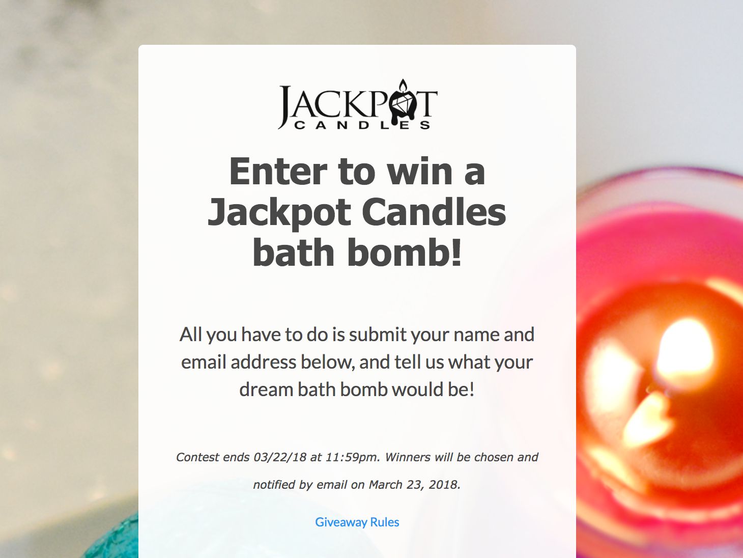 Jackpot Candles Sweepstakes