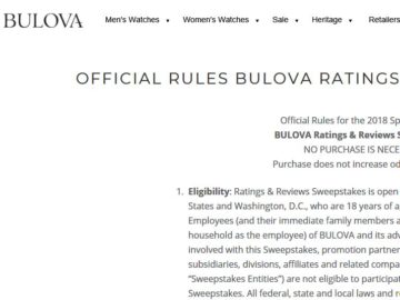 BULOVA Ratings & Reviews Sweepstakes