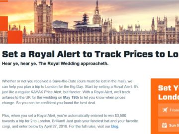 KAYAK Royal Price Alert Sweepstakes