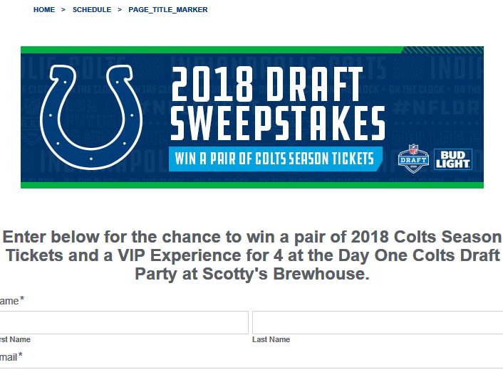 Indianapolis Colts Draft Sweepstakes