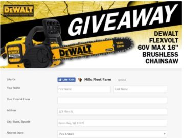 DeWalt Flexvolt 60V Brushless Chainsaw Giveaway Sweepstakes