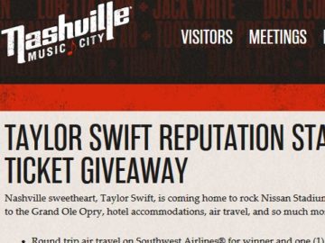 Taylor Swift’s Reputation Tour Sweepstakes