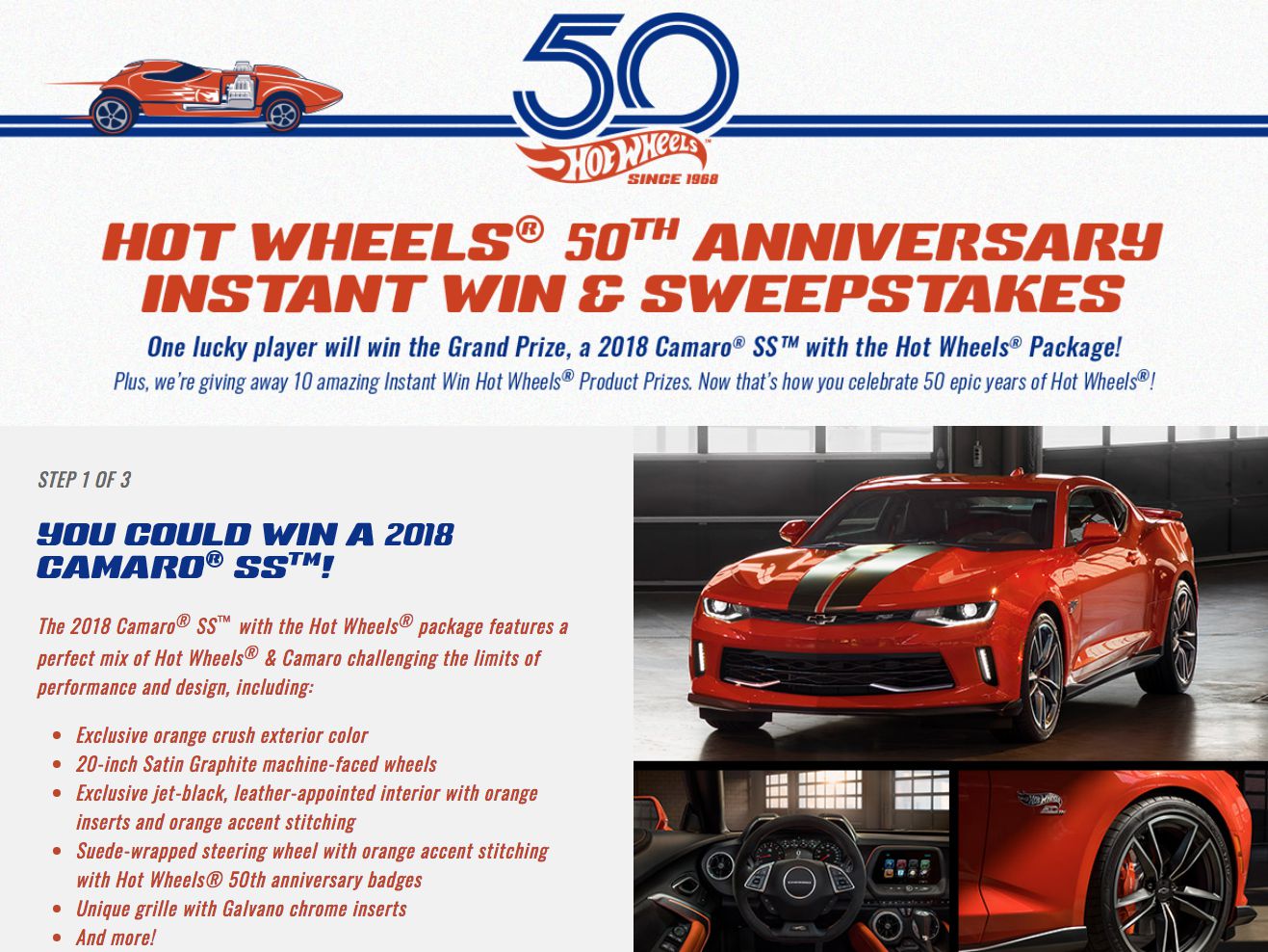 Hot Wheels 50th Anniversary Instant Win &amp; Sweepstakes