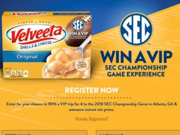 Velveeta SEC Instant Win Game and Sweepstakes