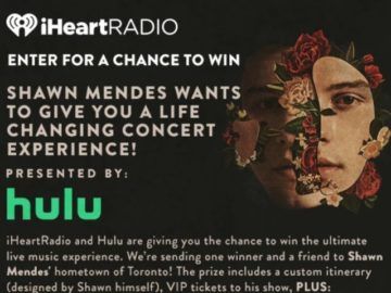 HULU’s Shawn Mendes Hometown VIP Flyaway Sweepstakes